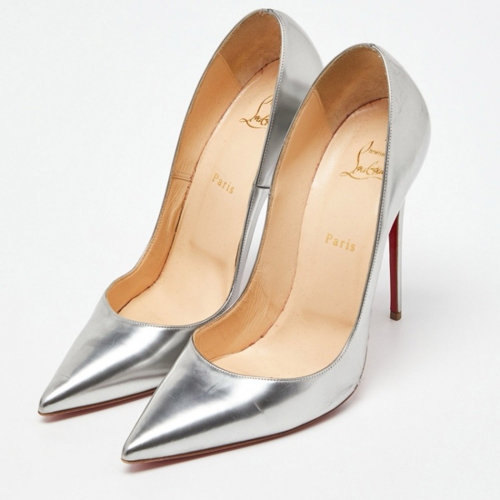 Christian Louboutin size 37.5 so Kate 120 Silver High Heel Pumps